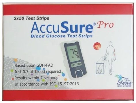AccuSure Pro (2x50) Blood Glucose 100 Glucometer Strips-picture-14