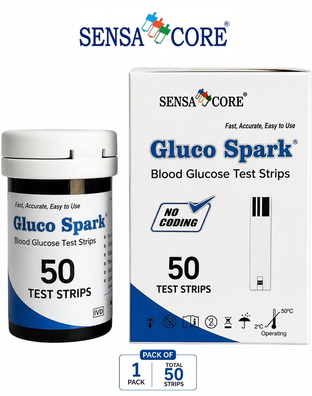 gluco spark BLOOD GLUCOSE TEST 50 Glucometer Strips-picture-12