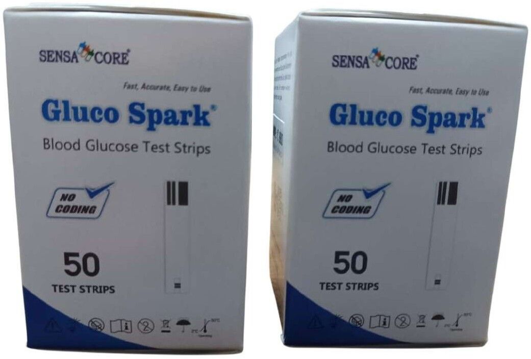 gluco spark Blood glucose test strips (50*2) glucometer strips 100 Glucometer Strips-image-45