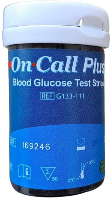 NSC On Call Plus Fifty strips with (code 007) 50 Glucometer Strips - 50 Glucometer Strips image 1