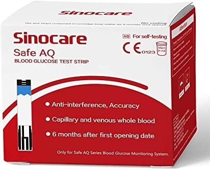 Sinocare SAFE AQ 4X25 STRIPS WITH 100 LANCETS 50 Glucometer Strips-picture-38