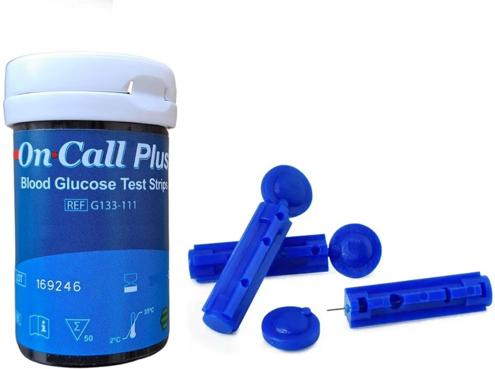 On Call Plus 50's Glucose Test Strips With Free Round Lancets - 50 Glucometer Strips-picture-34