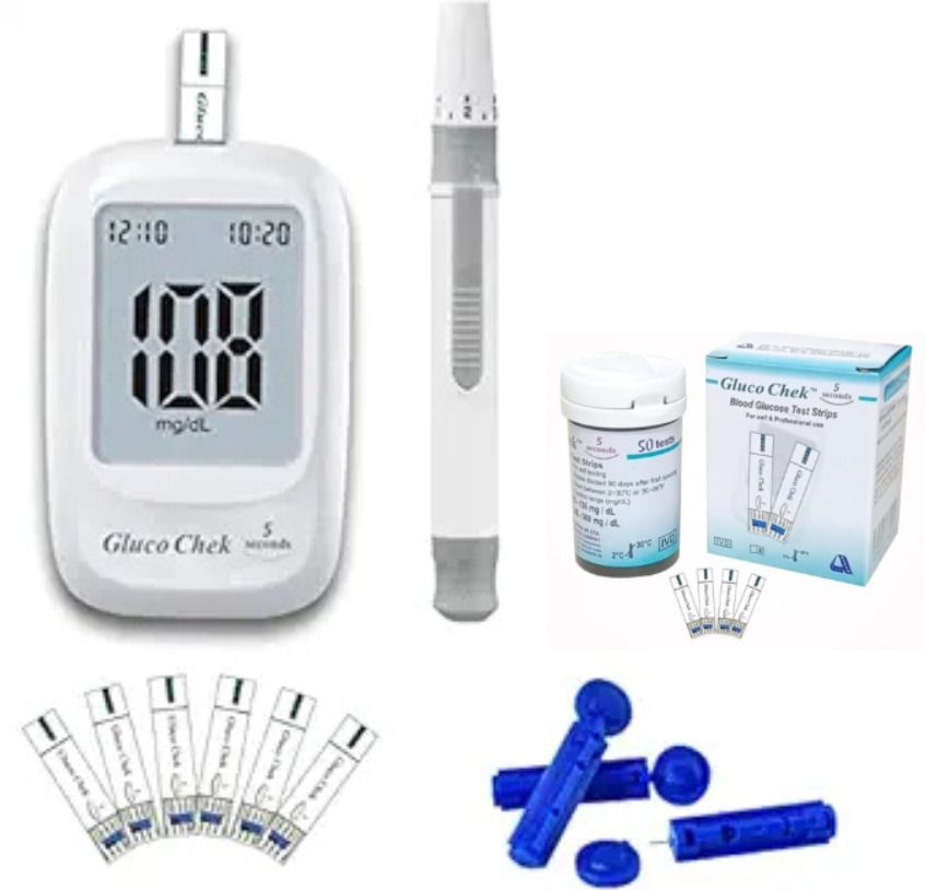 Cityhealth Gluco Chek No Coding 5 Seconds Test Strips 100's Pack with glucometer 100 Glucometer Strips-picture-21