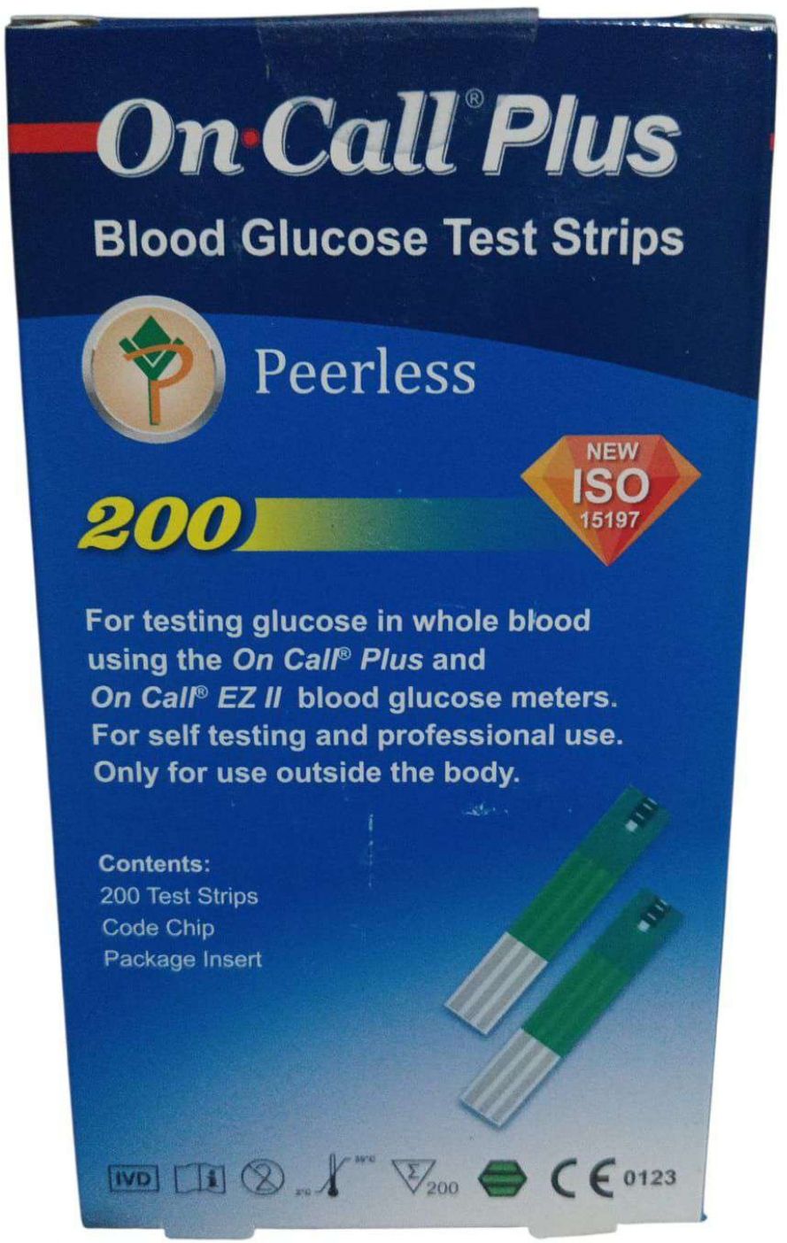 On Call Plus Blood glucose test strips glucometer strips Pack of 200 Strips sugar test strips 200 Glucometer Strips-image-13