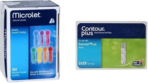 CONTOUR PLUS 100 ROUND Lancets 50 Glucometer Strips-picture-32