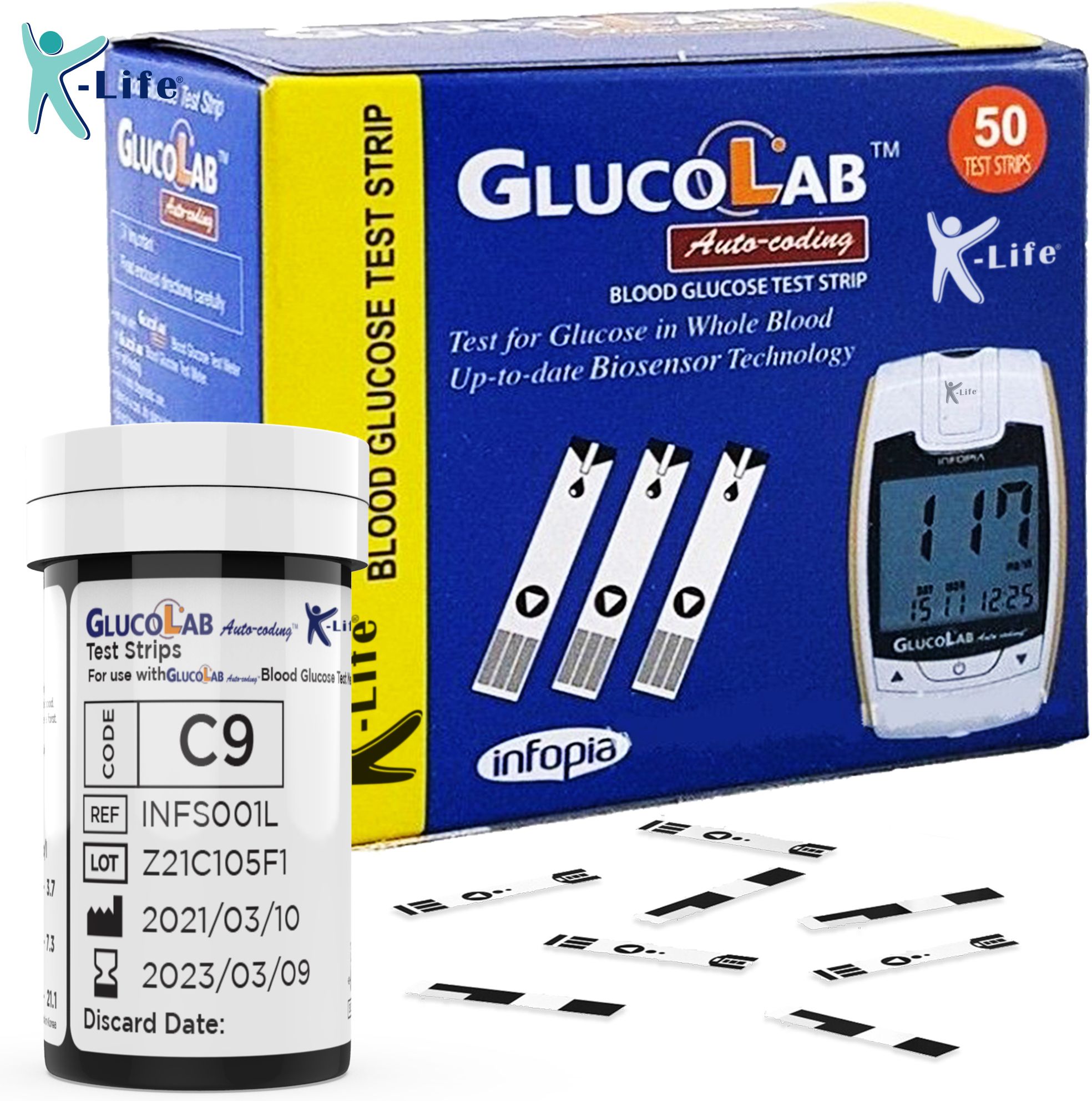 K-life Glucolab Glucose Sugar Testing 50 Glucometer Strips-picture-42