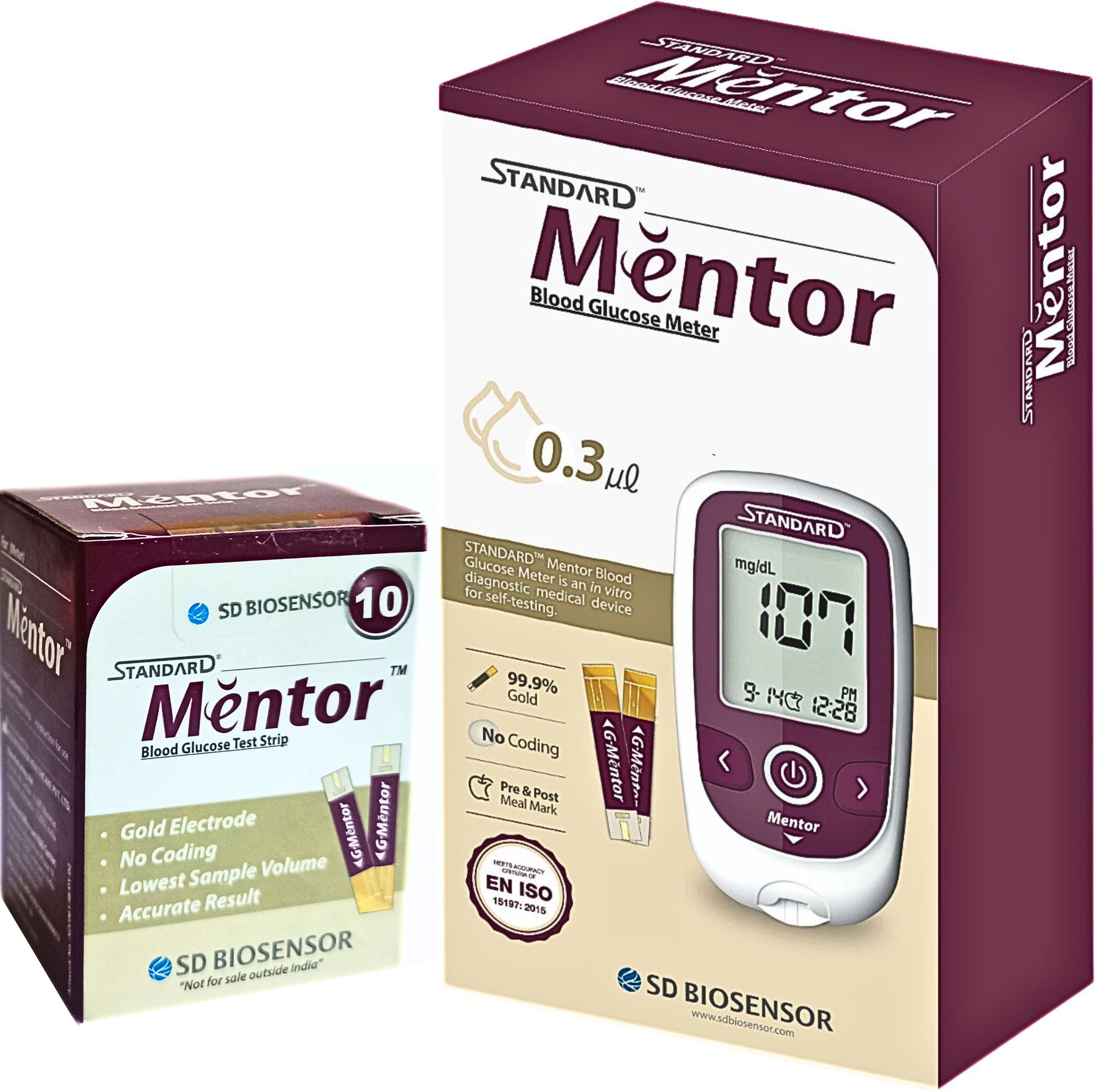 STANDARD Mentor Blood Glucose Monitoring Machine with 10 Glucometer Strips-image-13