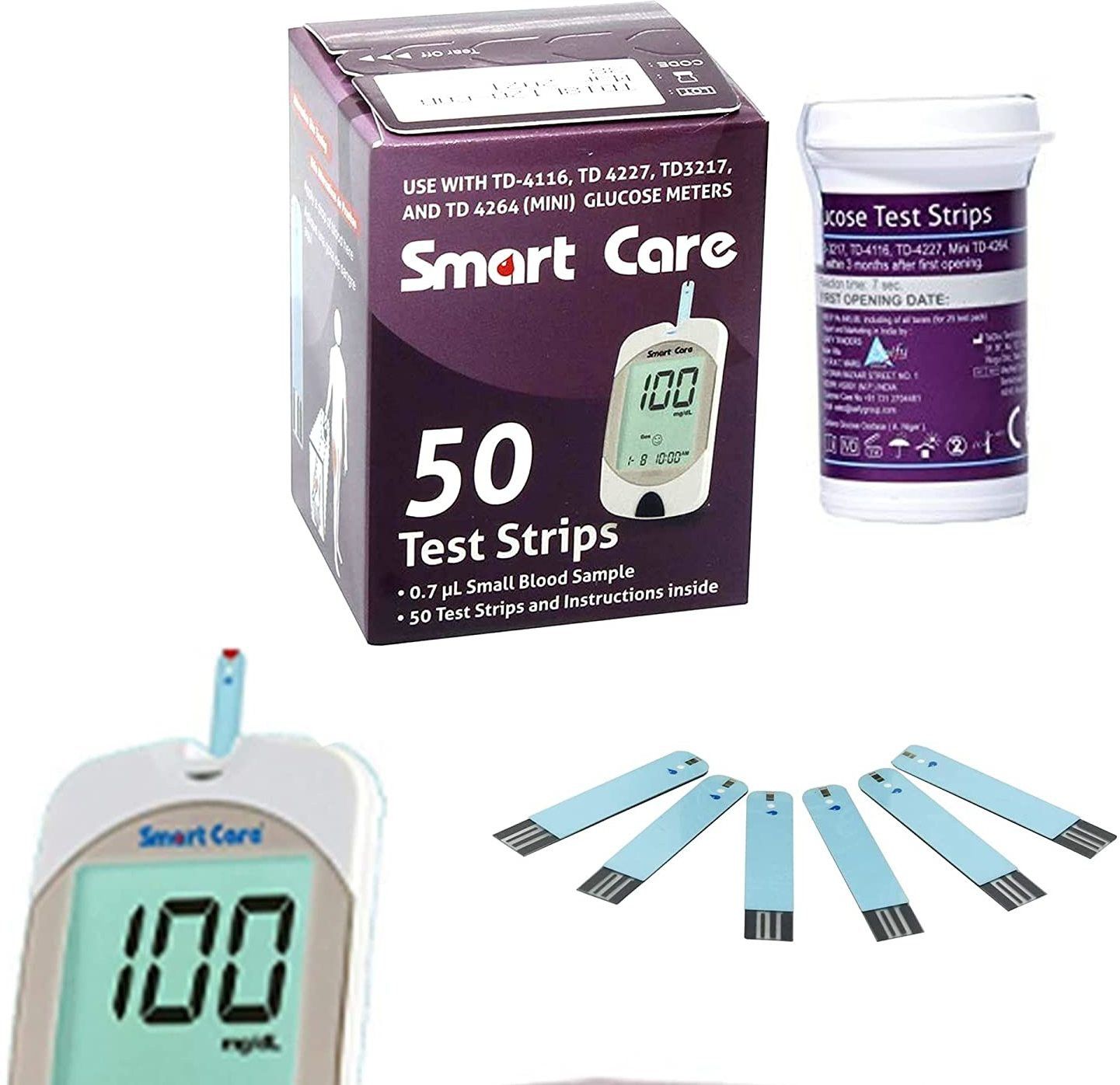 Smart Care Blood Glucose Test Strips - 50 Strips 50 Glucometer Strips-picture-23