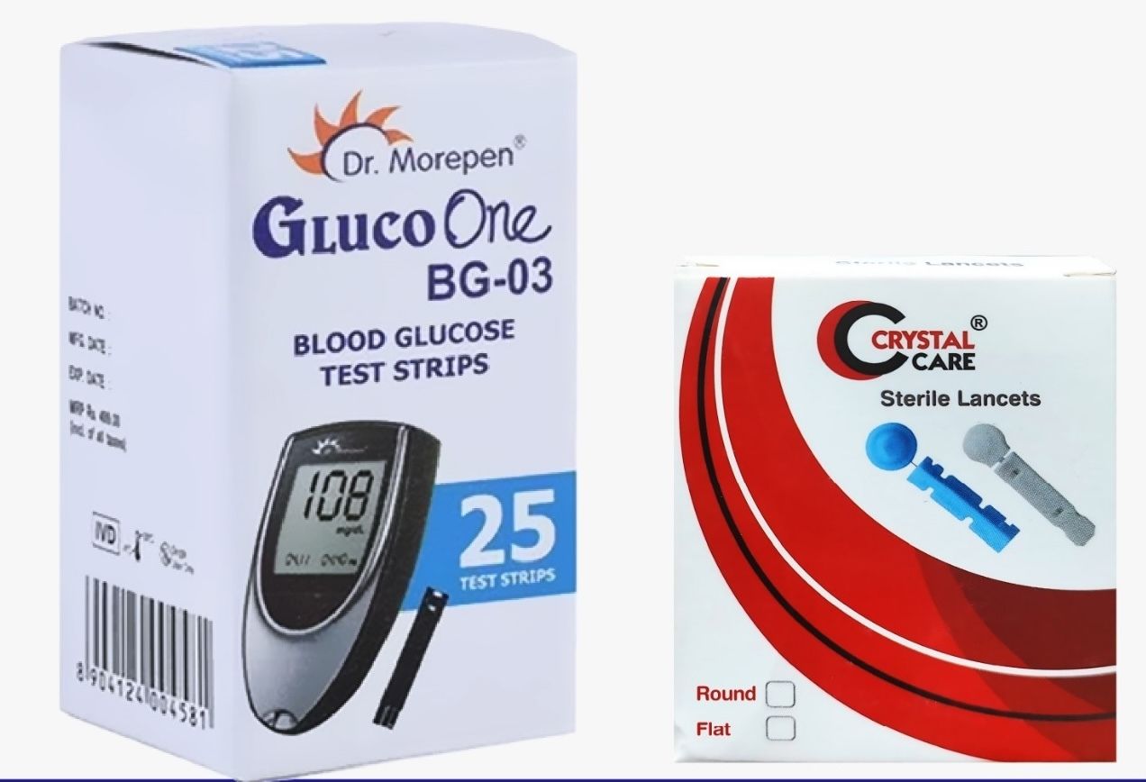Dr. Morepen Gluco One BG 03 Blood Glucose Test Strip with 100 Lancets 25 Glucometer Strips-picture-13