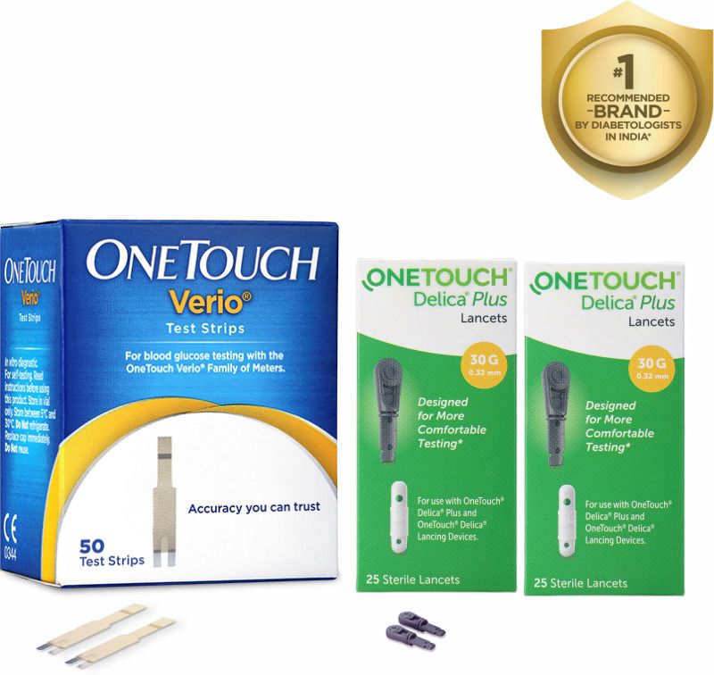 OneTouch 50 With 2 * 25 Delica Plus Lancets 50 Glucometer Strips-picture-44