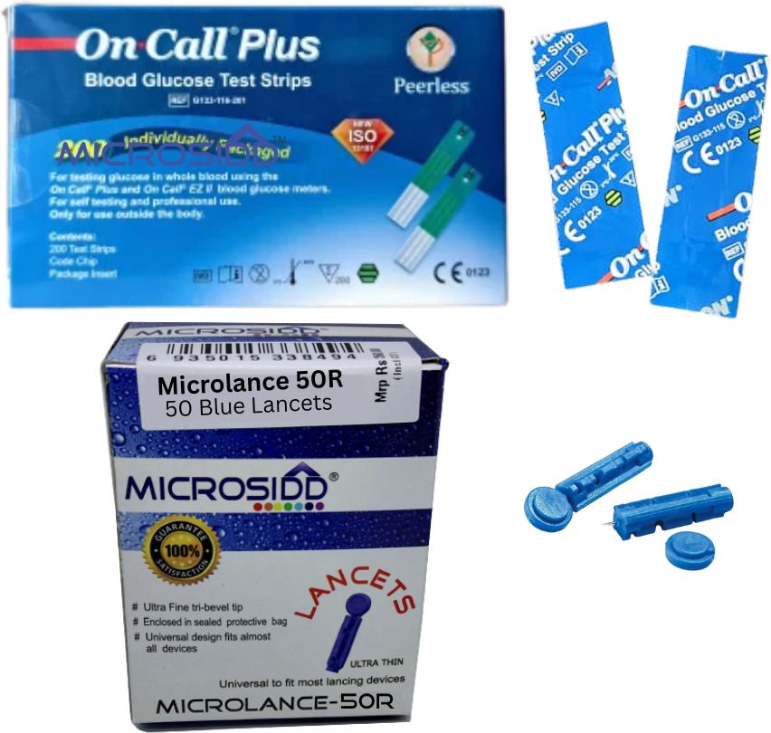 On Call Plus Individual Foil Microlance 50 Lancets 50 Glucometer Strips-picture-36