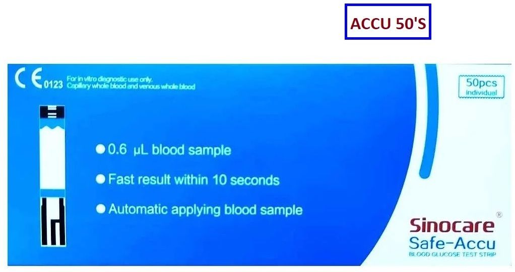 Sinocare SAFE ACCU INDIVIDUAL FOIL PACK 50 Glucometer Strips-picture-36
