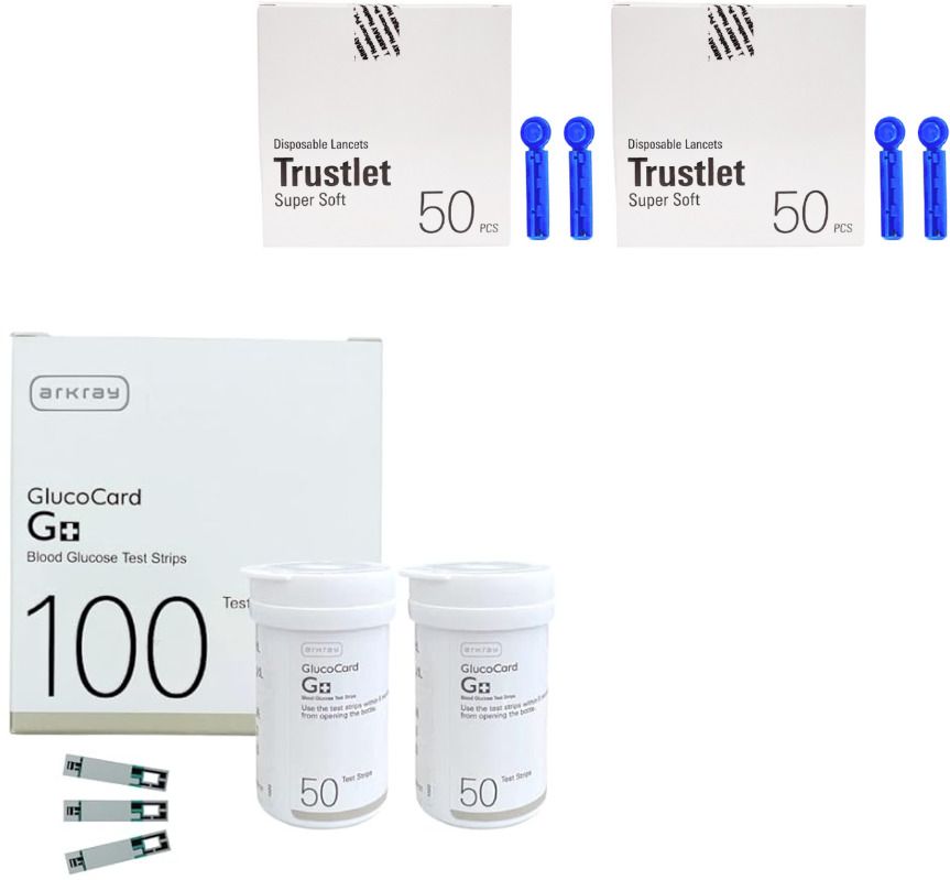Arkray G+ 100 Strips with 100 Trustlet Lancet Combo 100 Glucometer Strips-picture-25