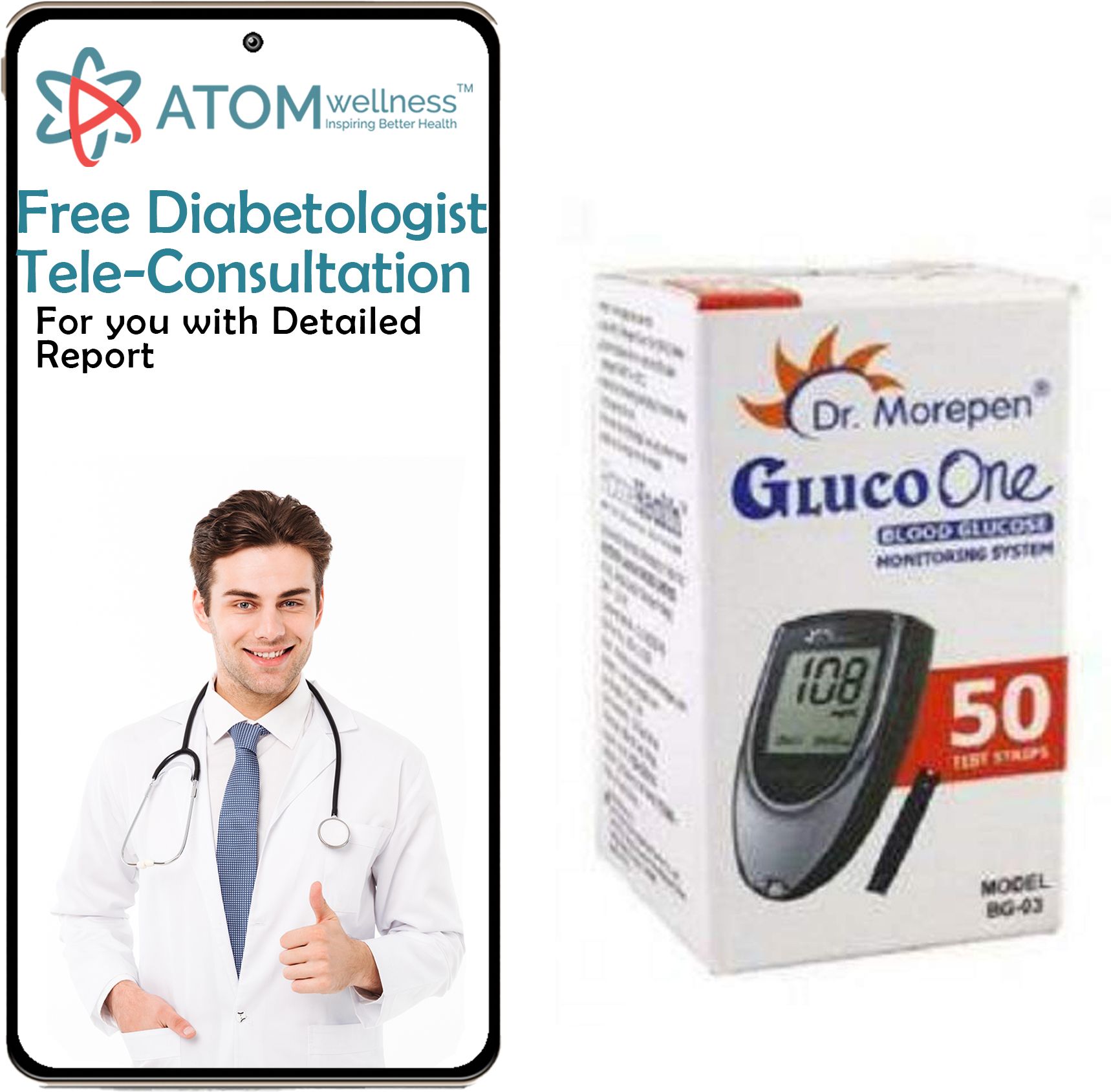 Dr. Morepen BG03 strips | Diabetologist Consultation | 50 Glucometer Strips-image-26