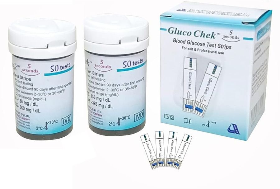 Cityhealth Gluco Chek 100's Strips -5 Second Blood Testing Strips ,No Coding 100 Glucometer Strips-picture-19