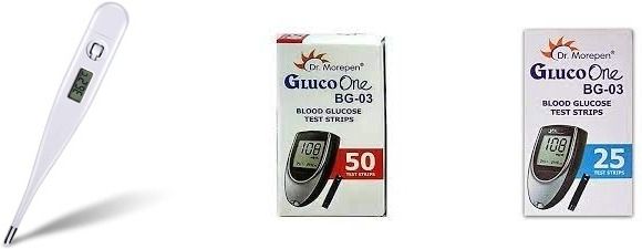Dr. Morepen 75strip with thermometer 75 Glucometer Strips-picture-23