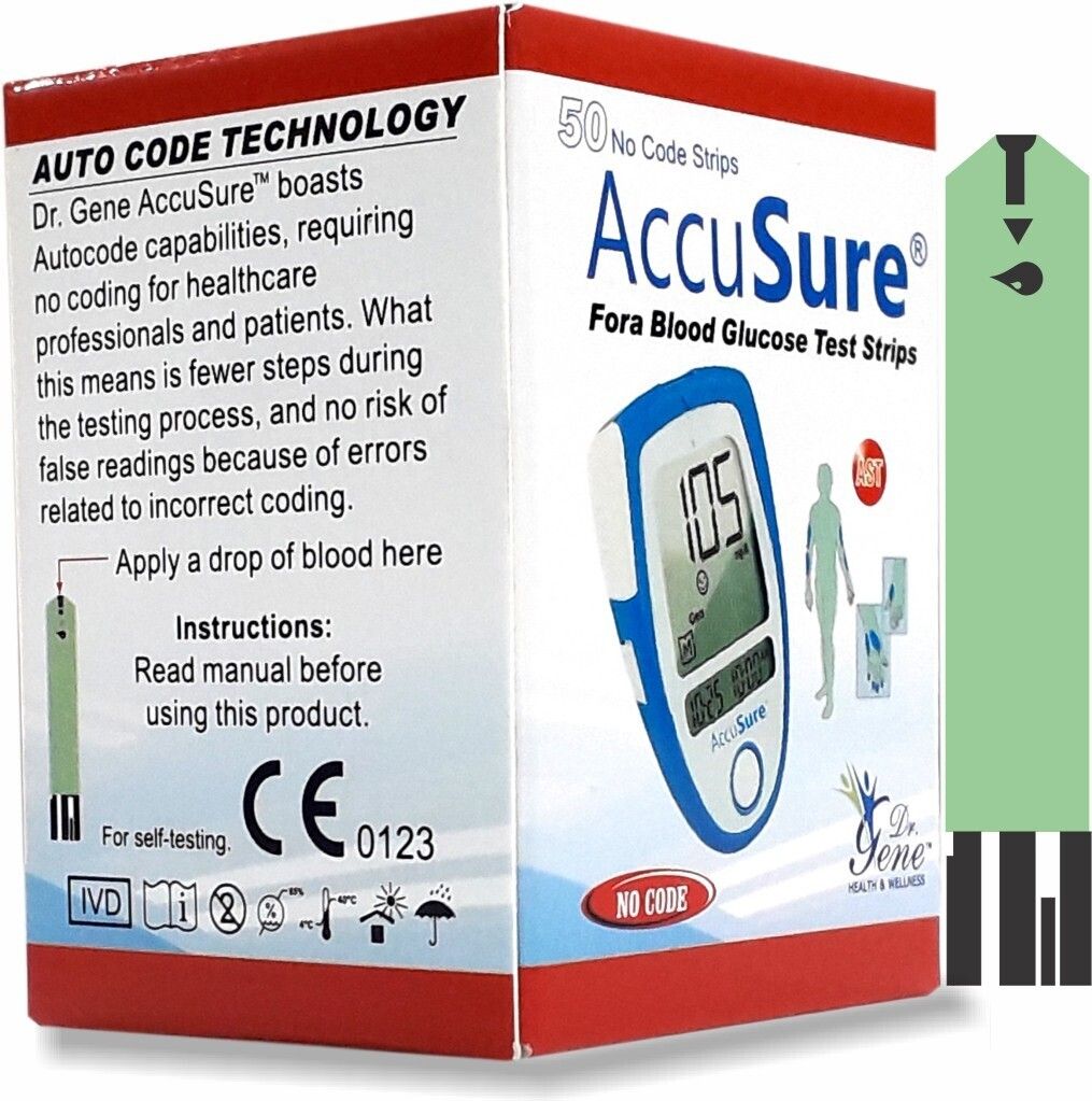 AccuSure Blue Test Strips ,Pack of 1 | 50 Glucometer Strips 50 Glucometer Strips-image-24