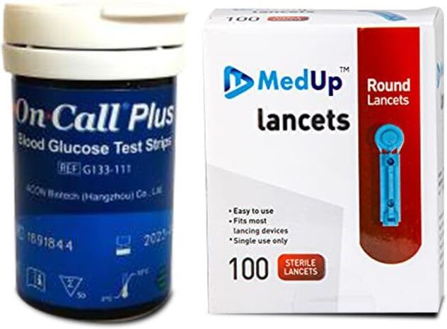medup round lancet 100 with oncall Plus 50 Glucometer Strips-picture-10