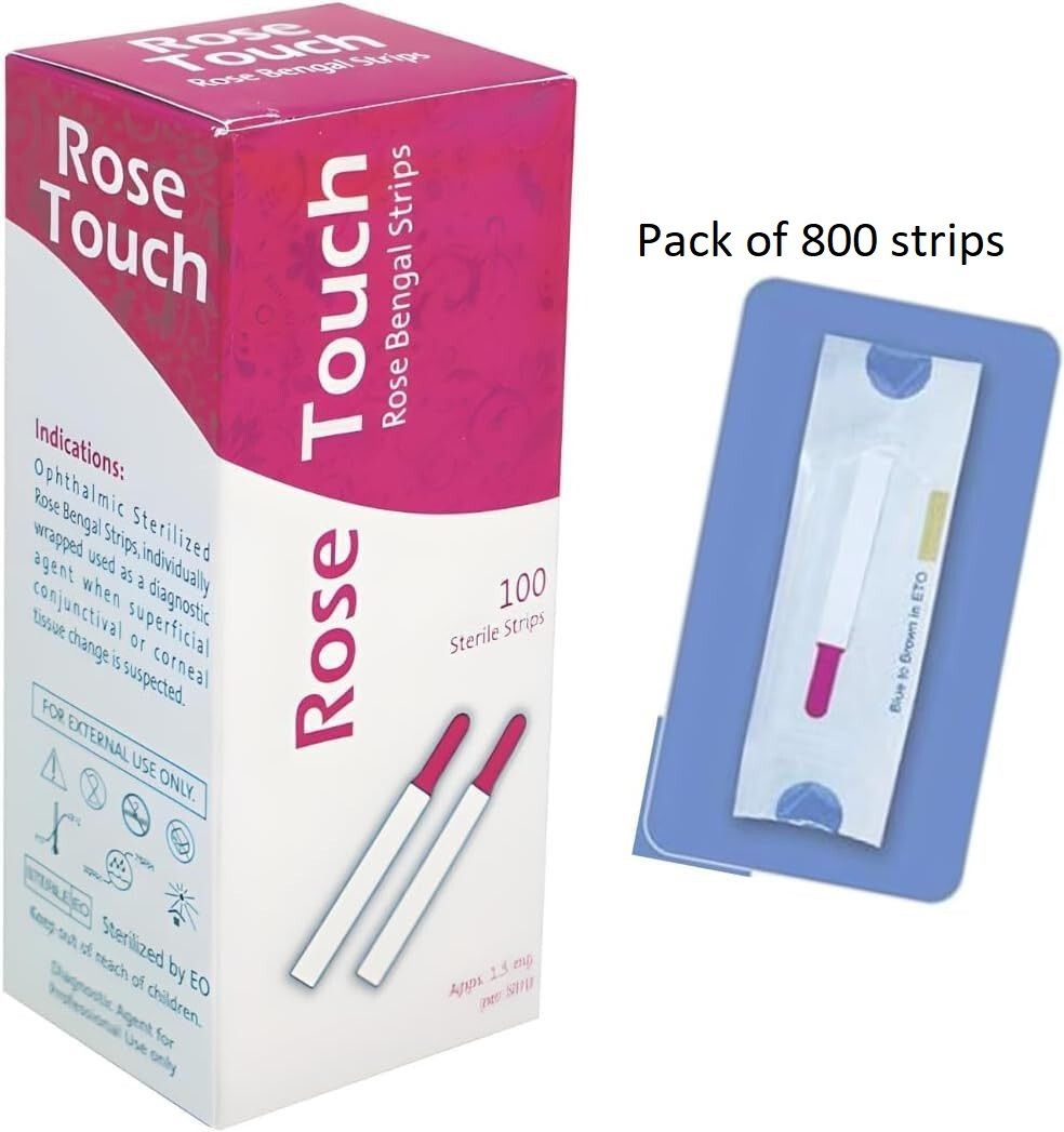 KASHSURG Ophthalmic Rose Touch (Rose Bengal Strips) - Pack of 8 800 Glucometer Strips-image-16