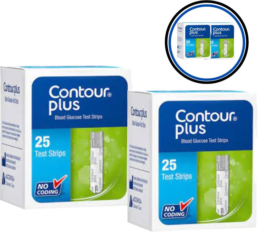 CONTOUR PLUS 25 GlucoseTest Strips Pack of 2 (25 Test strips in Each Pack) 50 Glucometer Strips-picture-21