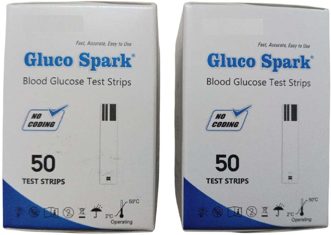 gluco spark Blood glucose test strips (50*2) 100 Glucometer Strips-image-47