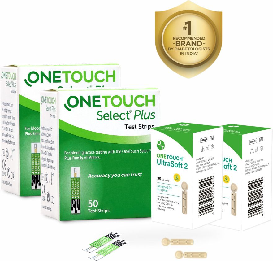 OneTouch Select Plus 2 * 50 Pack + 2 * 25 Lancets 100 Glucometer Strips-picture-12