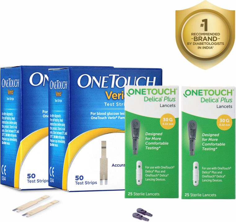 OneTouch 50 With 2 * 25 Delica Plus Lancets 150 Glucometer Strips-picture-14