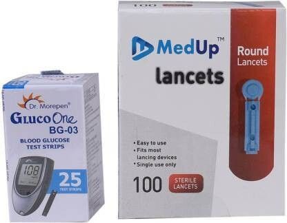 Dr. Morepen 100 ROUND LANCET 25 Glucometer Strips-picture-20