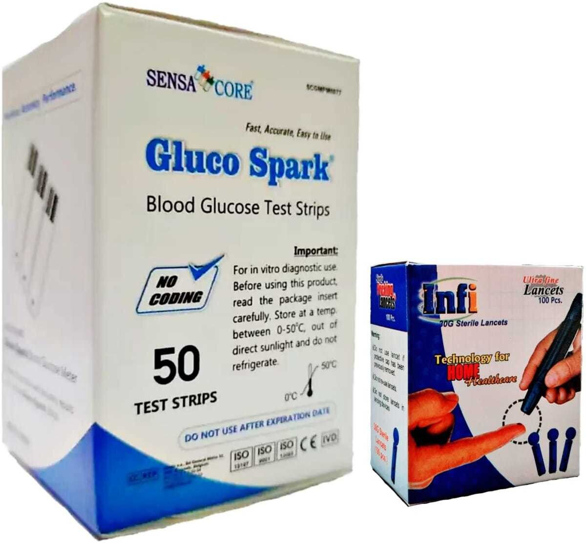 gluco spark 50 T-Strips+100 Lancets 50 Glucometer Strips-picture-32