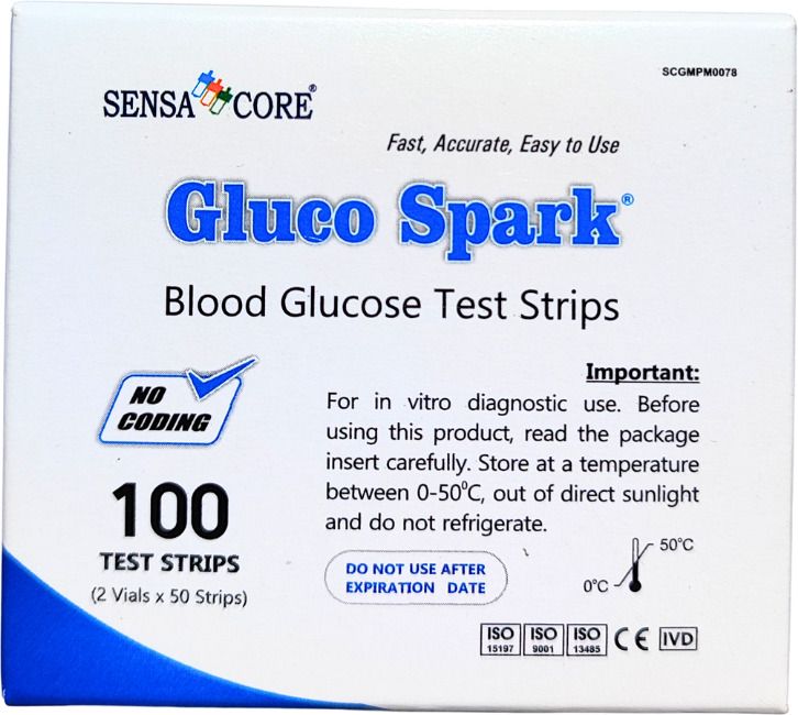 gluco spark sugar test 100 Glucometer Strips-image-49