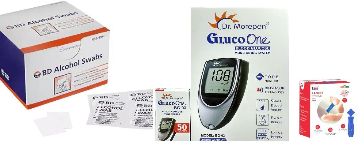 dr. morepen Gluco with 50 strips 50 lancets 50swab Glucometer-picture-25