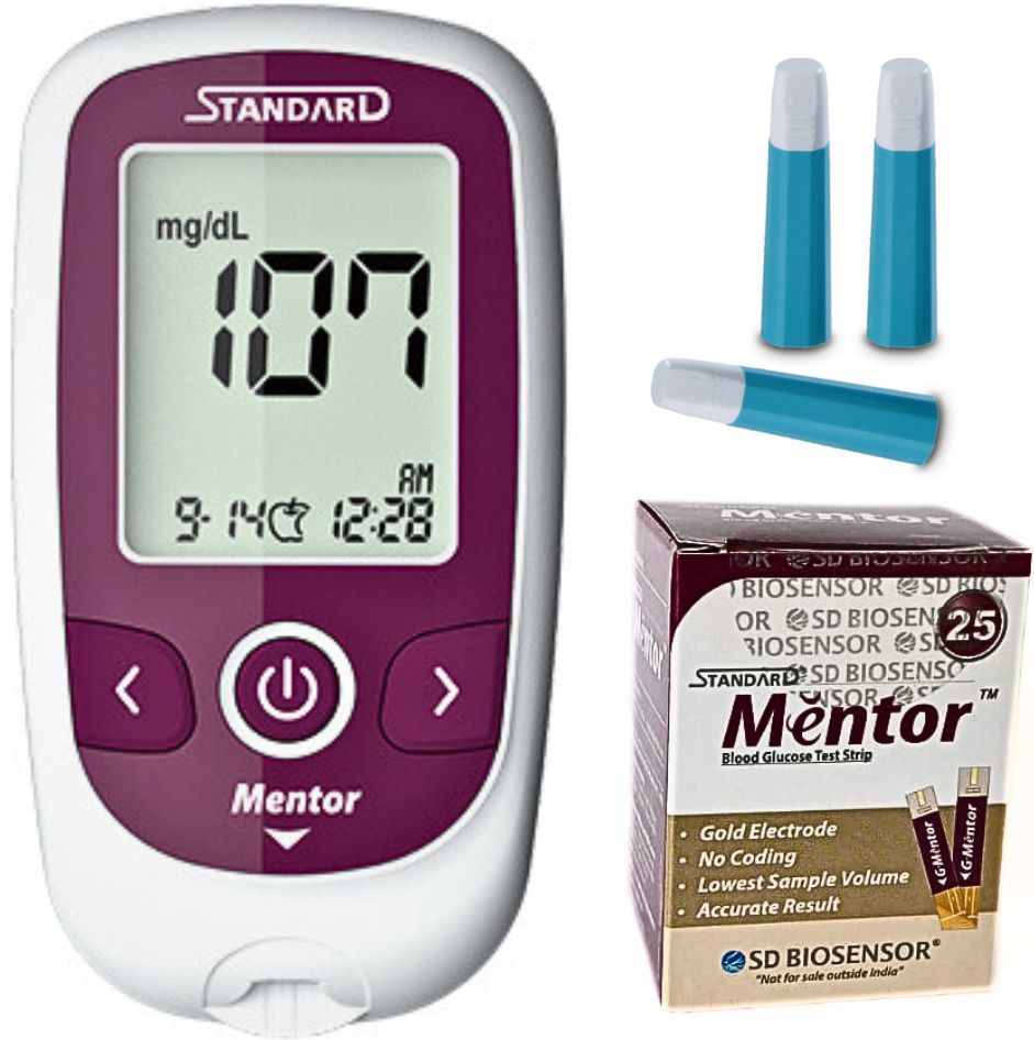 Mentor Solo Glucometer with 25 Strips & 100 Safety Lancets - Glucometer-image-6