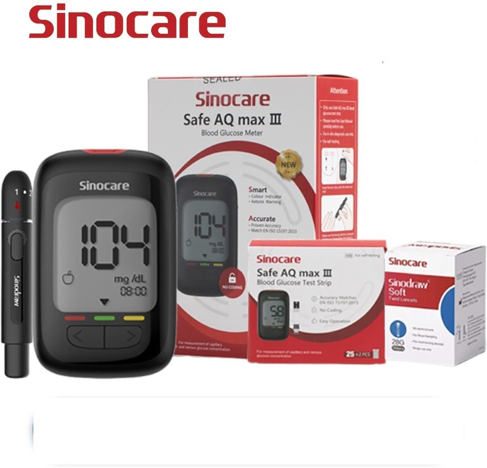 sinocare Safe AQ MAX III Glucometer with 100 strips Glucometer-picture-18