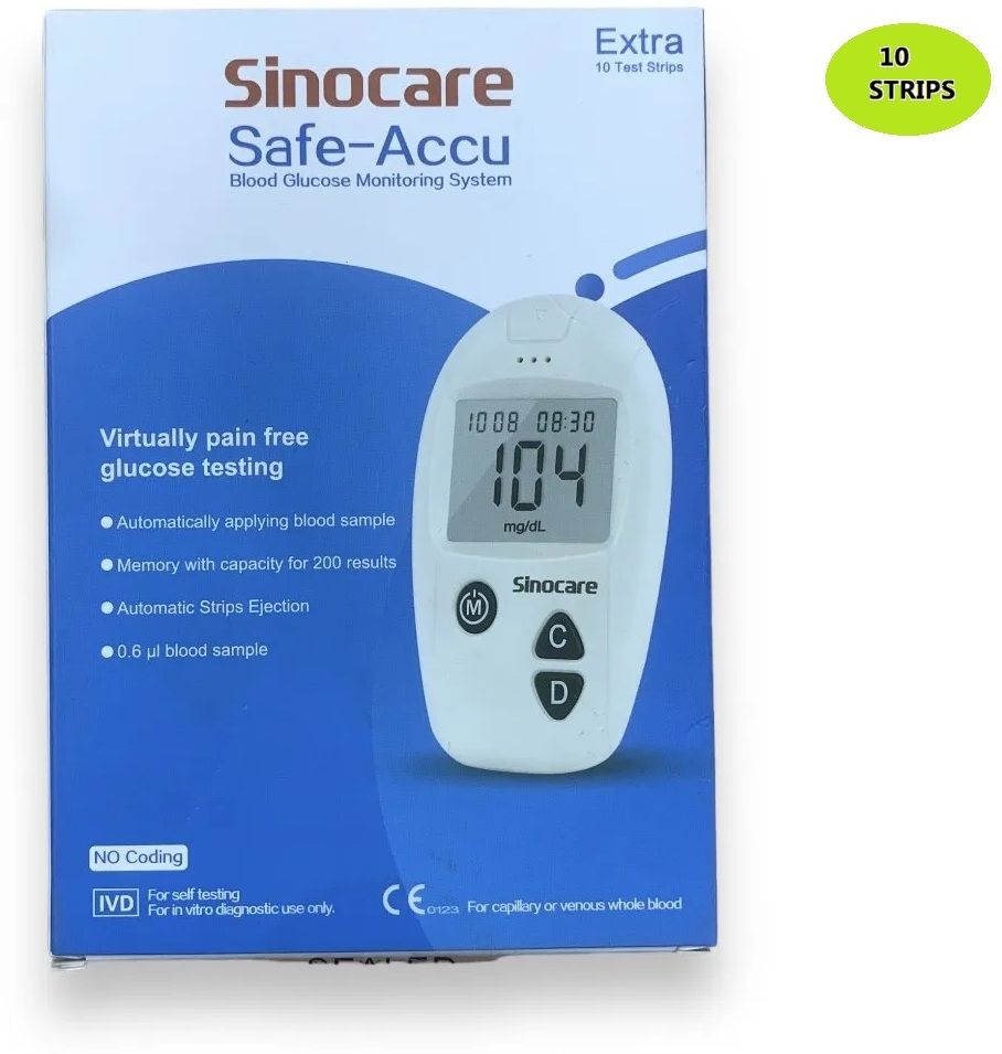 sinocare ACCU GLUCOMETER WITH 10 STRIPS Glucometer-picture-34