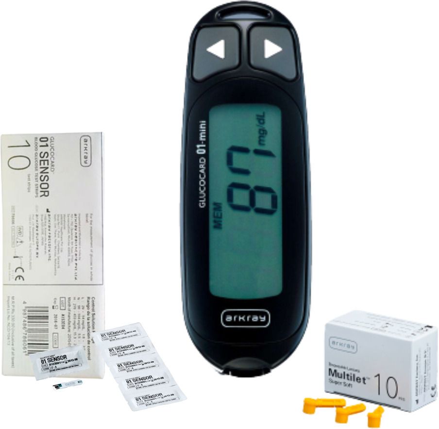 arkray Max Glucocard 01-Mini with 10 strips 10 Lancets Glucometer-picture-43