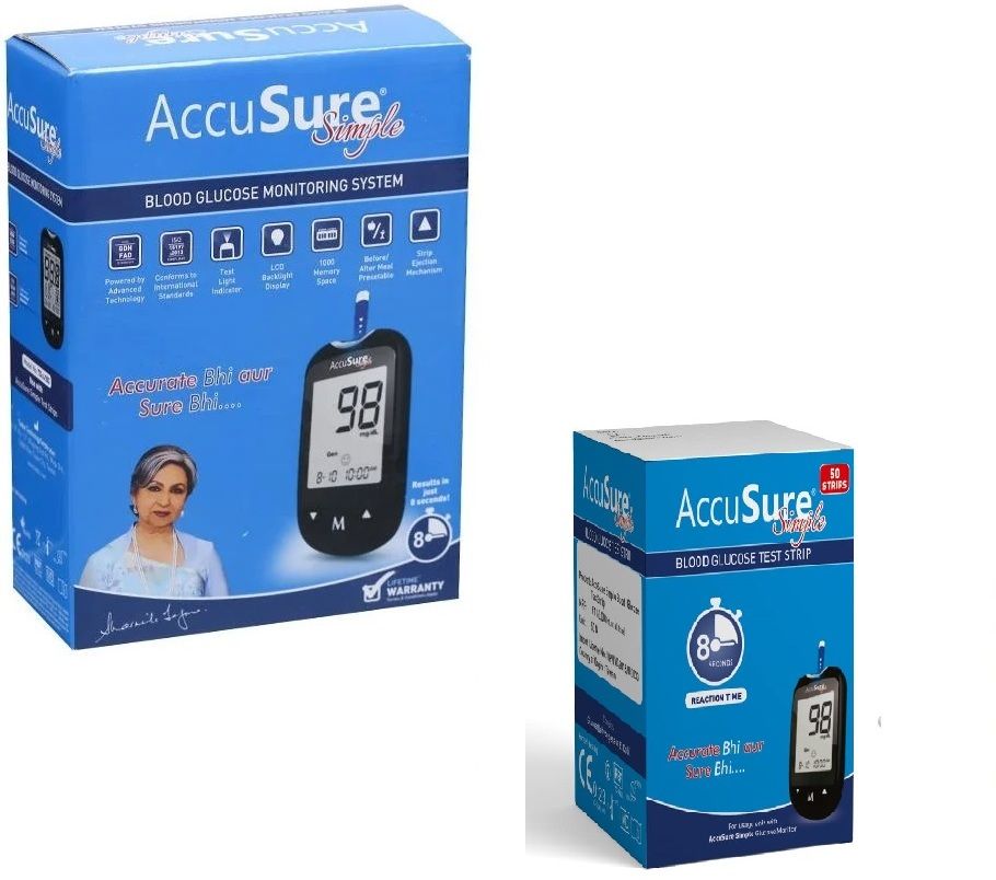 Simple Blood sugar Glucose monitoring system machine including 50 Test Strips Glucometer-image-44