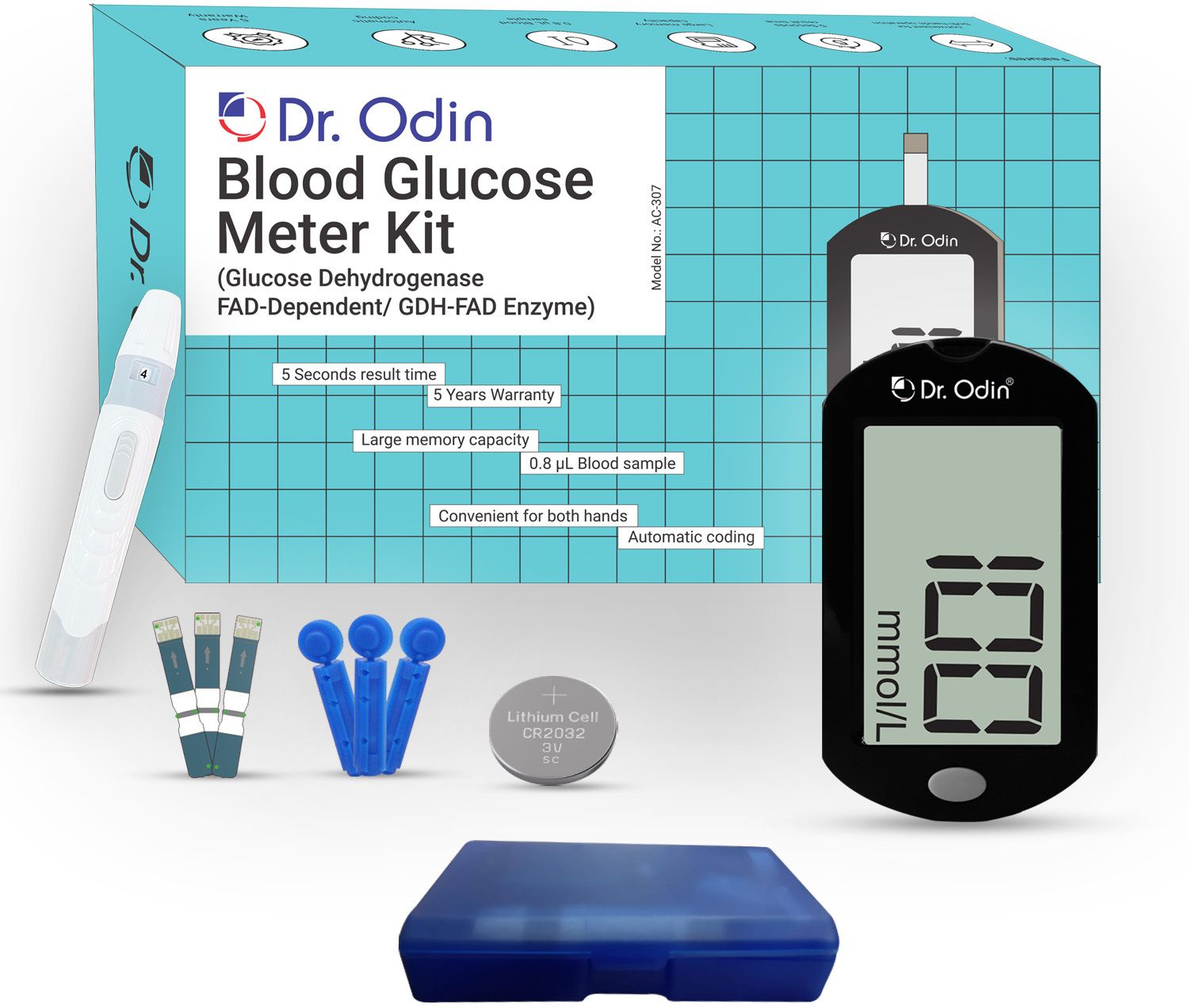 dr. odin Digital Glucose Blood Sugar Testing Monitor Kit With 10 Strips And 10 Lancets Glucometer-picture-11