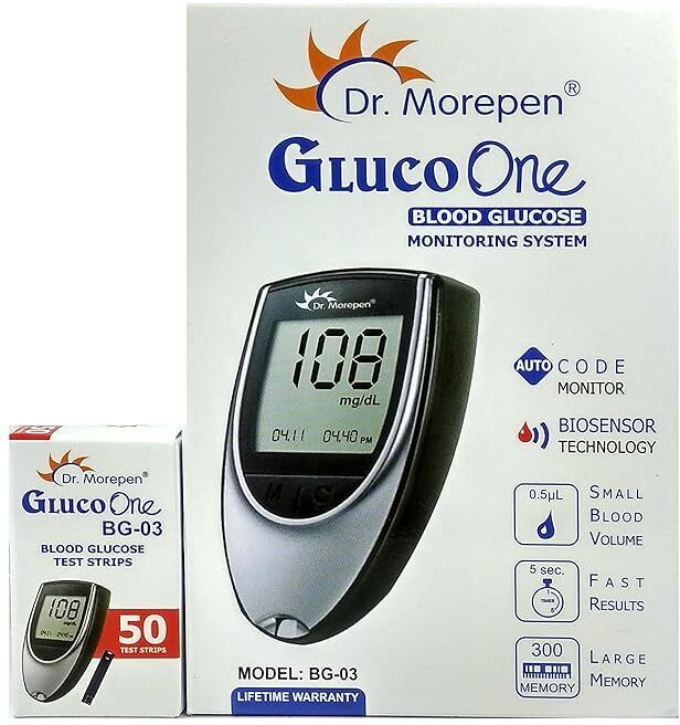 Dr. Morepen Glucometer BG-03 With 50 Sugar Test Strips 50 Glucometer Strips-image-26