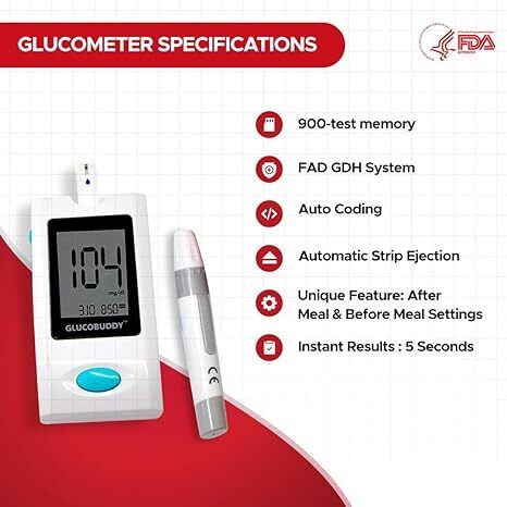 rgb GLUCOBUDDY Glucometer with 25 Strips Glucometer-picture-30