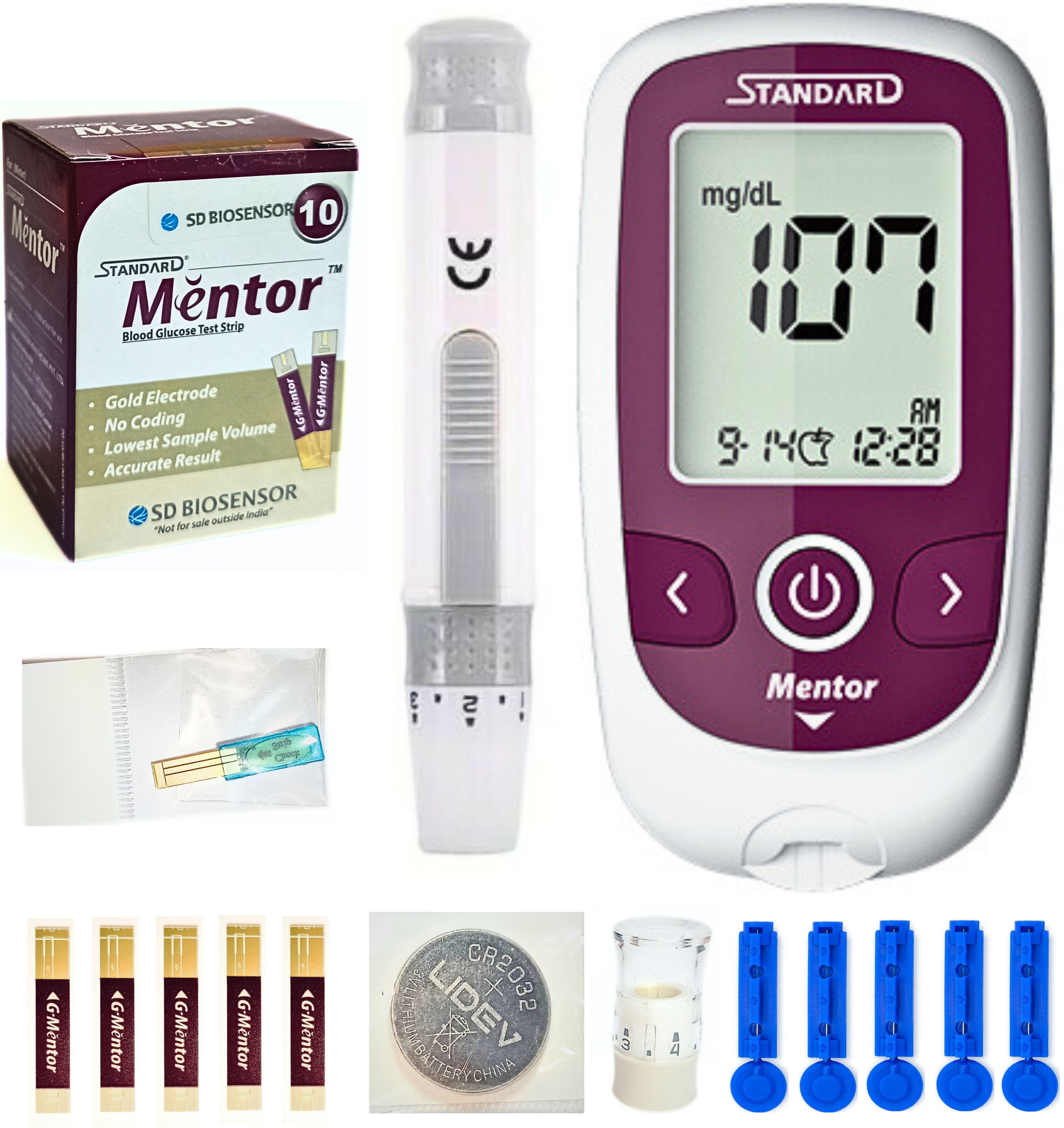 standard Digital Blood Glucose Meter for self Diabetes testing monitor machine with complete Device Kit - Glucometer-picture-26