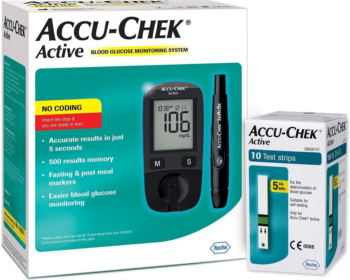 Active Glucose Monitor with 10 Strips Glucometer