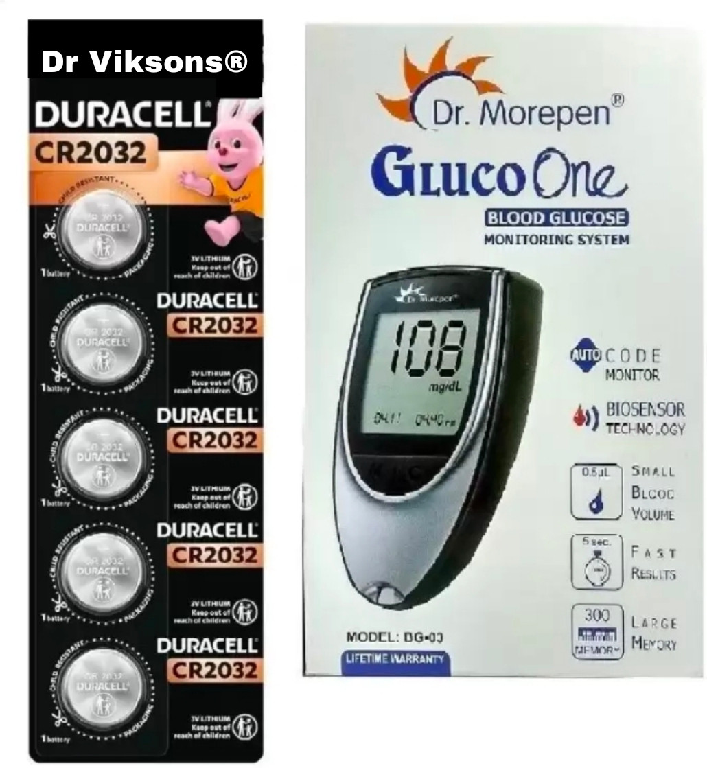 dr viksons Glucometer with DURACELL CR 2032 COIN CELL ( Pack Of 5) Glucometer image 1