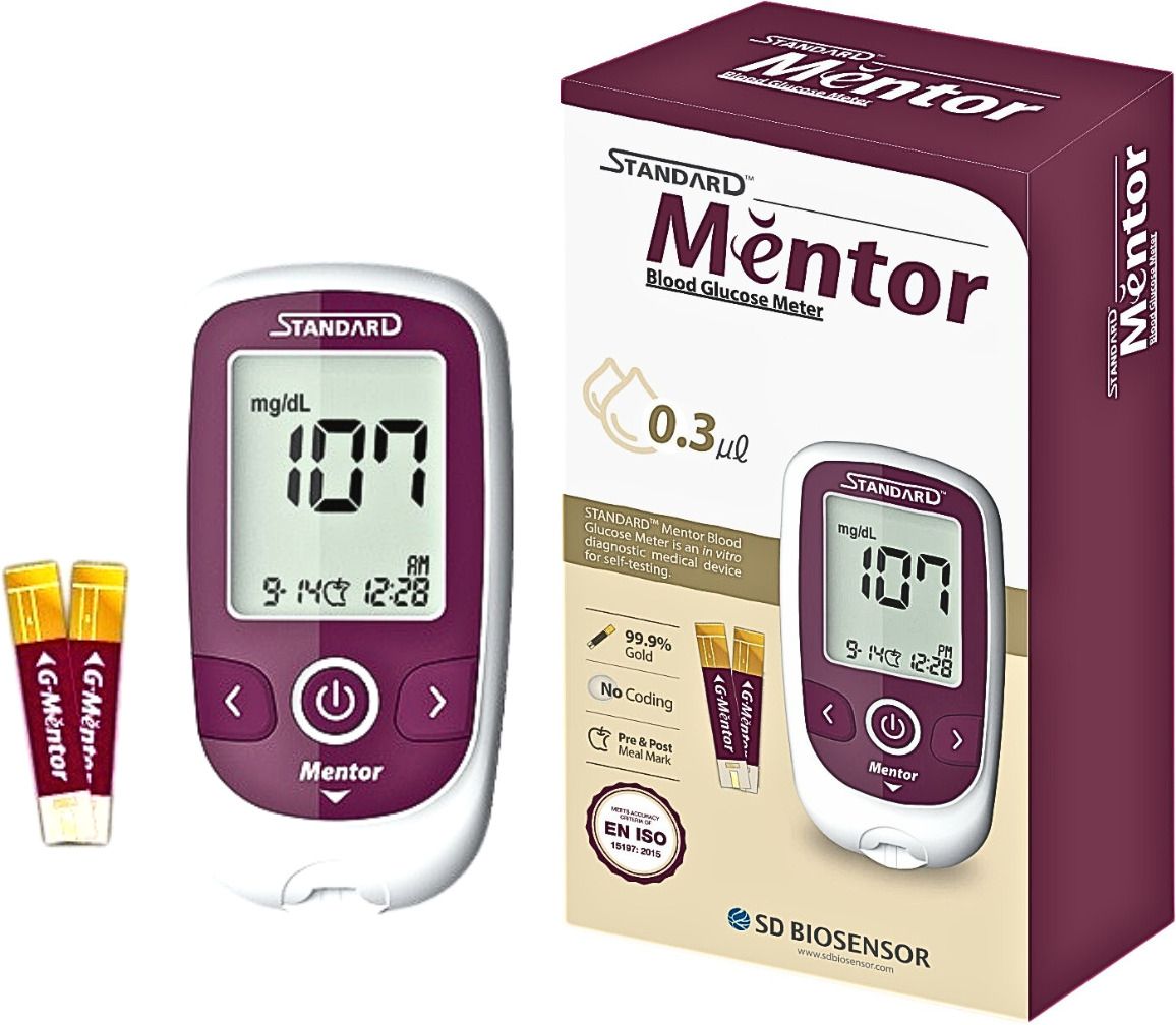 Mentor Digital Blood Glucose Meter for self Diabetes testing monitor machine with complete medical device Kit + 60 Strips - Glucometer-image-8