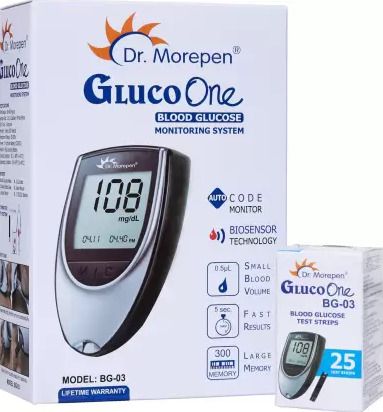 BG-03 Gluco One Glucometer Combo, 25 Strips Glucometer-image-37