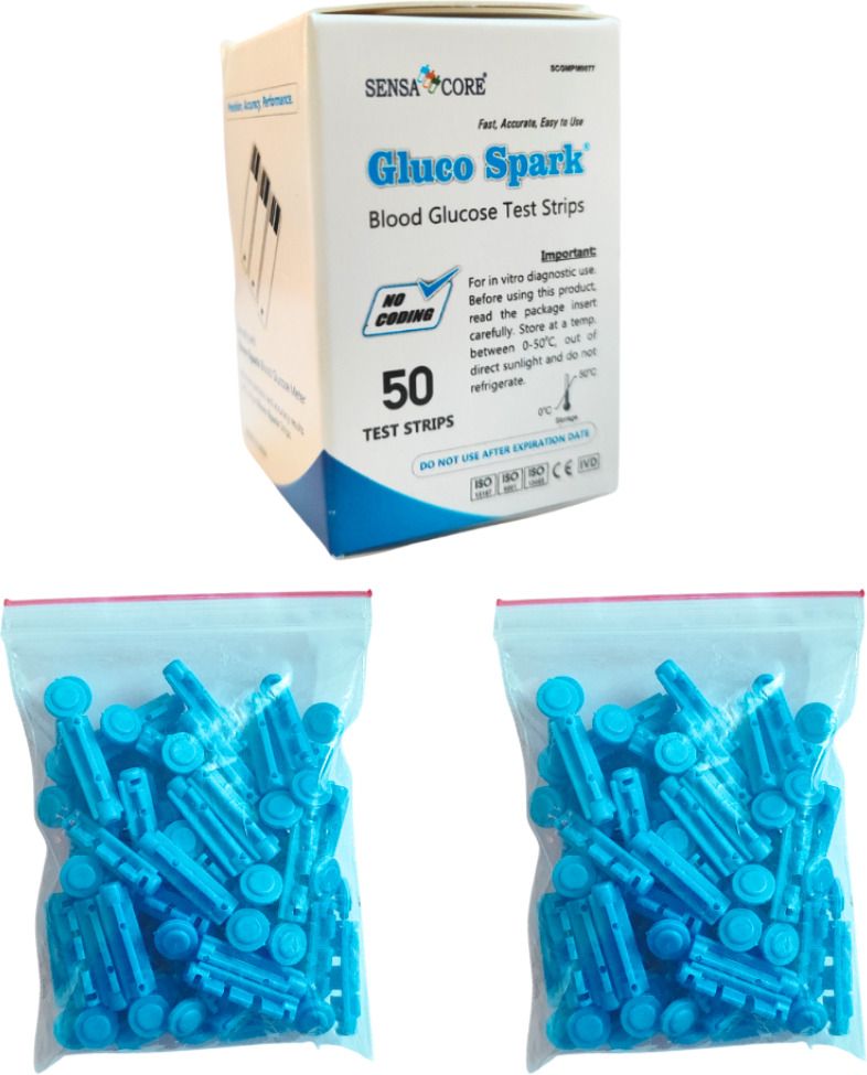 gluco spark 50 Strips & 100 sterile Lancets |Compatible only with Glucospark Sugar Machine Glucometer-picture-23