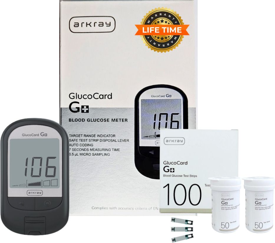 GlucoCard G+ Diabetes Monitoring Kit – 100 Strips, Auto Coding, Accurate Results Glucometer-image-42