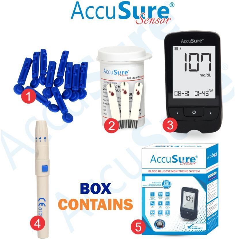 accusure SENSOR with 25 Strips Glucometer-picture-31
