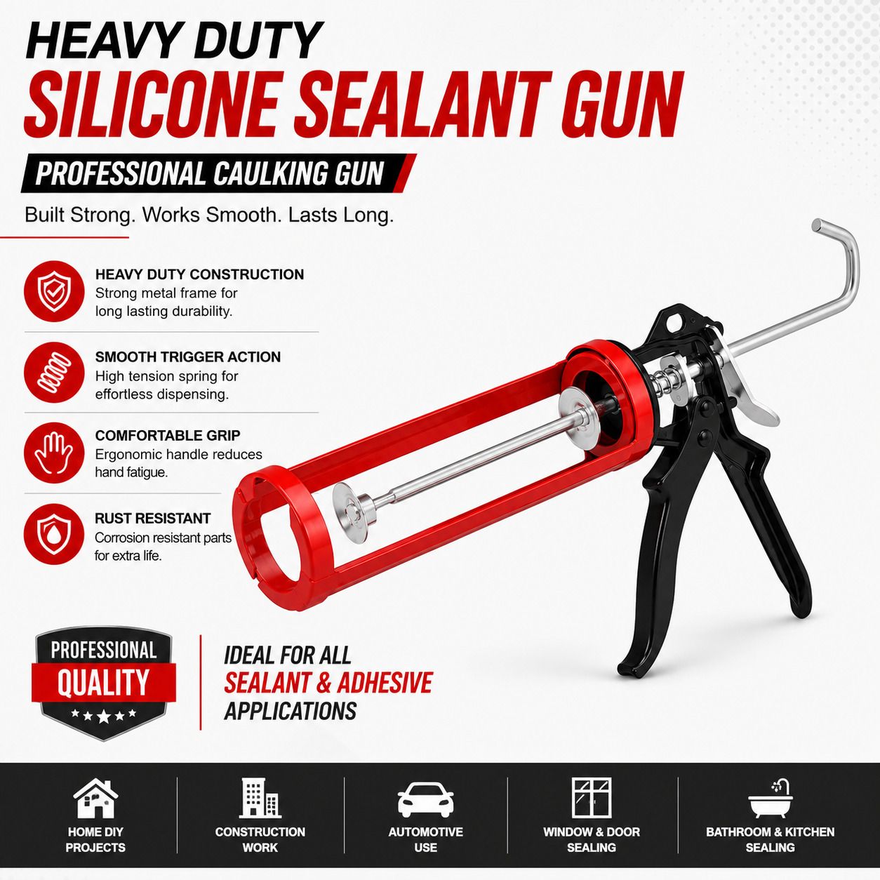 Red- Black Silicone Gun heavy duty Standard Temperature Cordless Glue Gun-image-5
