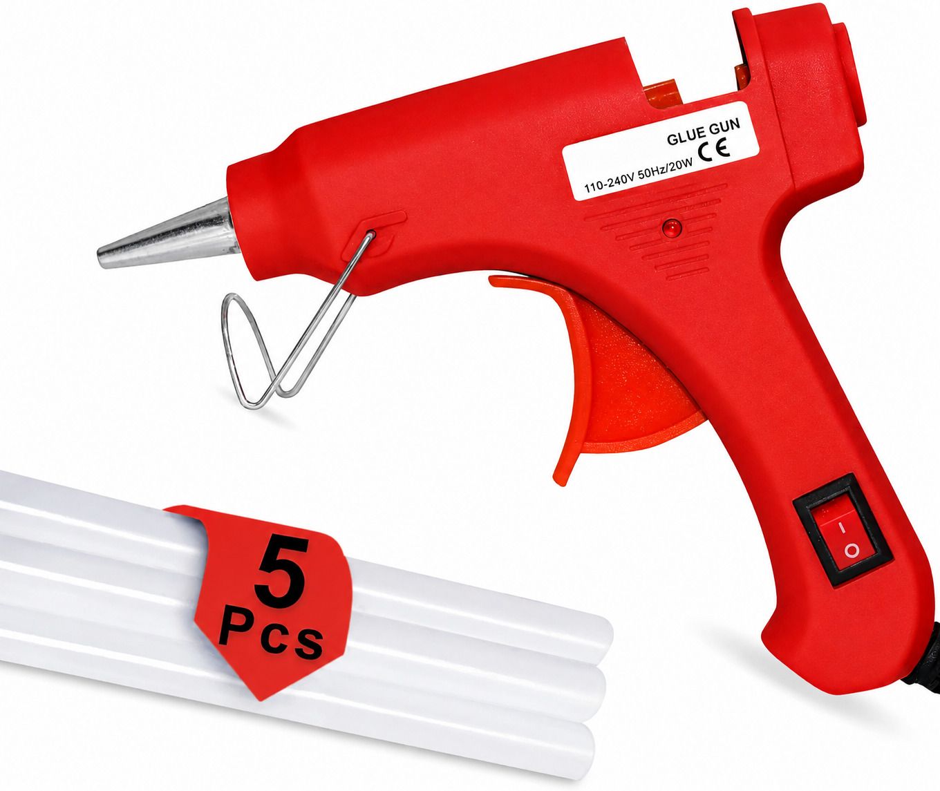 20W Hot Melt Glue Gun with 5 Glue Sticks, 7mm Corded for DIY Crafts & Repairs Adjustable Temperature Corded Glue Gun-image-45