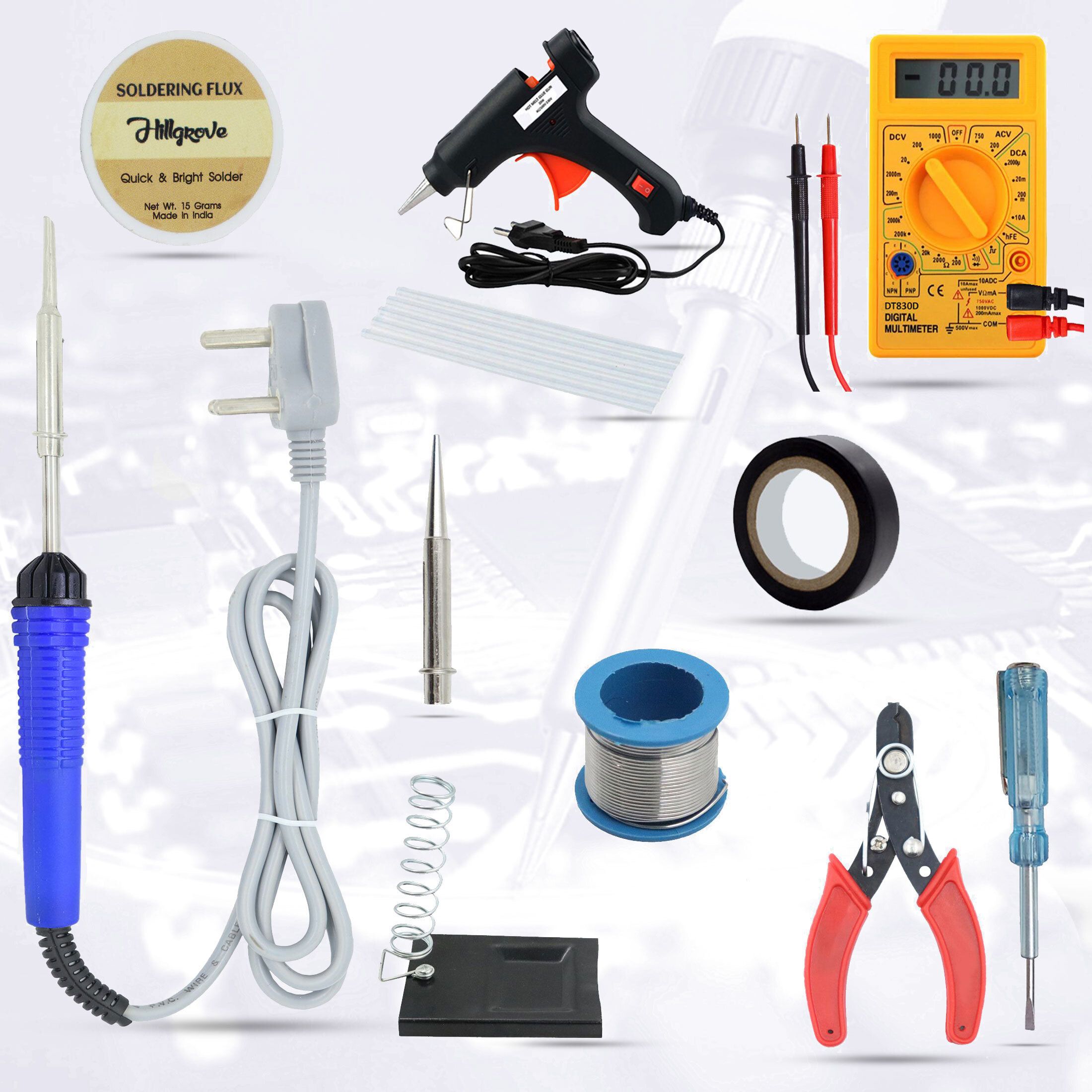 hillgrove HGCM104M2 11in1 Combo Kit with Soldering Iron and Digital Multimeter Standard Temperature Corded Glue Gun-picture-20
